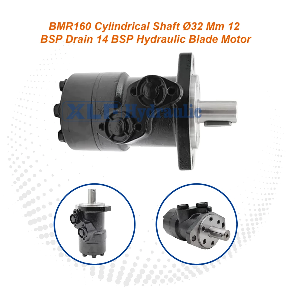 BMR160 hydraulisk bladmotor|Ø32 Mm Sylindrisk aksel 1/2 BSP Avløp 1/4 BSP Port