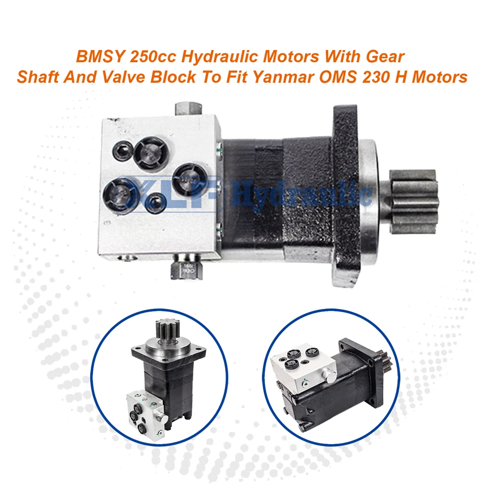 BMSY 250cc Hydraulic Motor With Gear Shaft And Valve Block Compatible With Yanmar OMS 230 H Motors